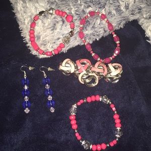 Four bracelets two earrings